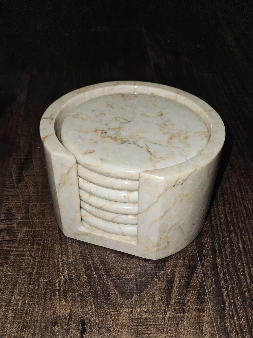 Marble Coasters Set Of 6 With Matching Round Caddy